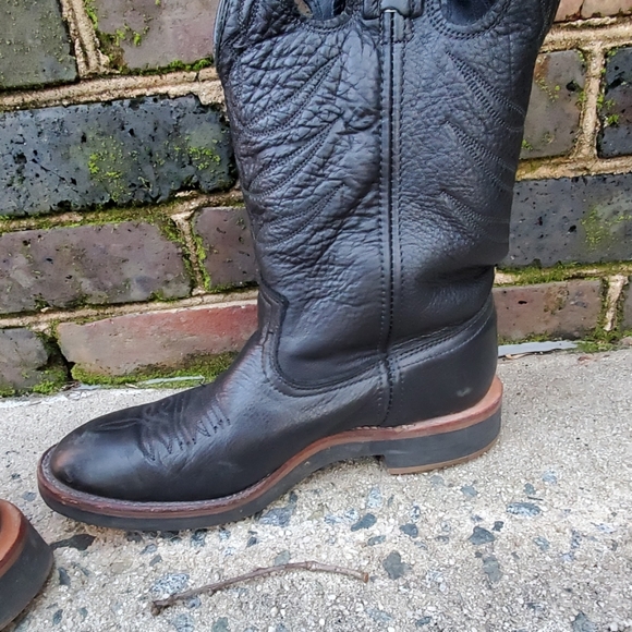 RELISTED Black leather cowboy boots - Picture 2 of 5